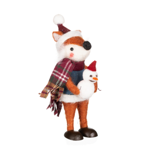 Mr Fox with His Snowman Christmas Tree Decoration