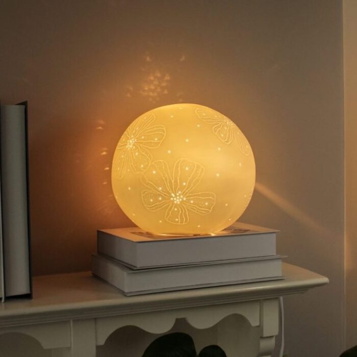 Ceramic Lamp sphere Shape with Flowers