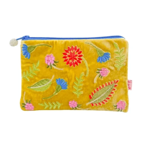 Velvet Embroidered Cosmetic Purse