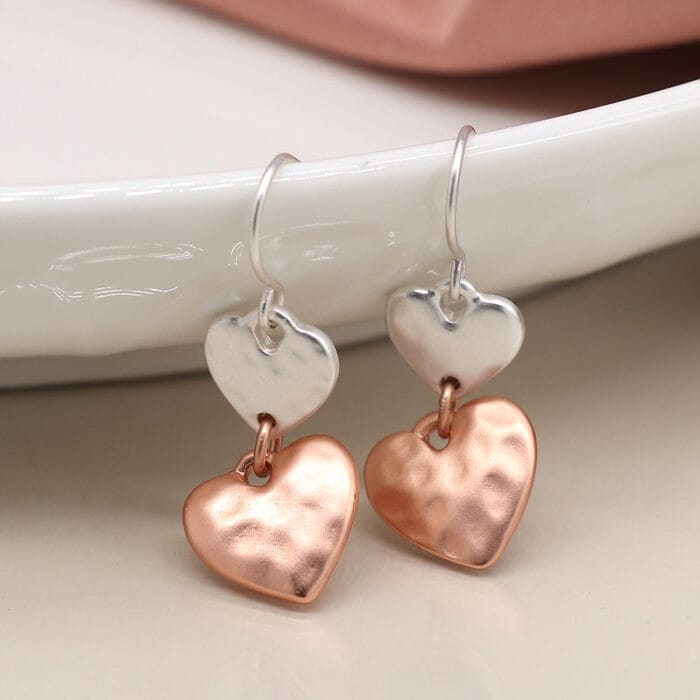 Double beaten heart earrings