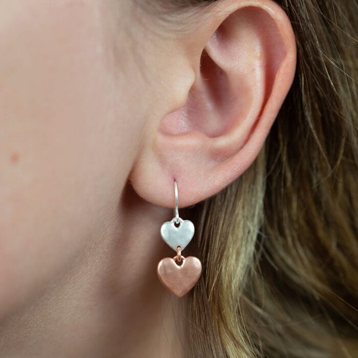 Double beaten heart earrings