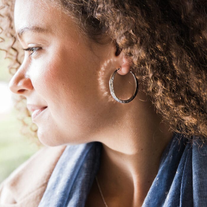 Silver plated hoop earring