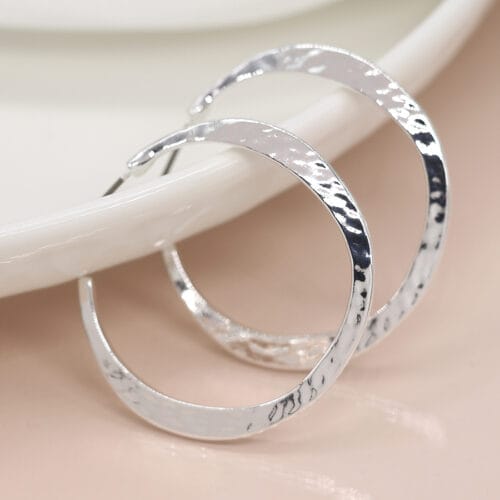 Silver plated hoop earring