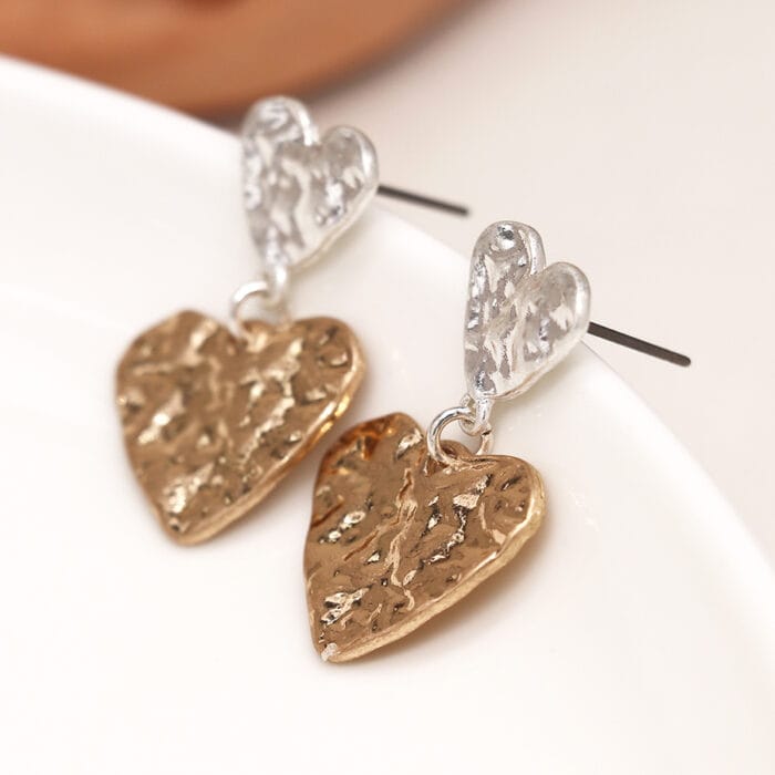 Double beaten heart earrings