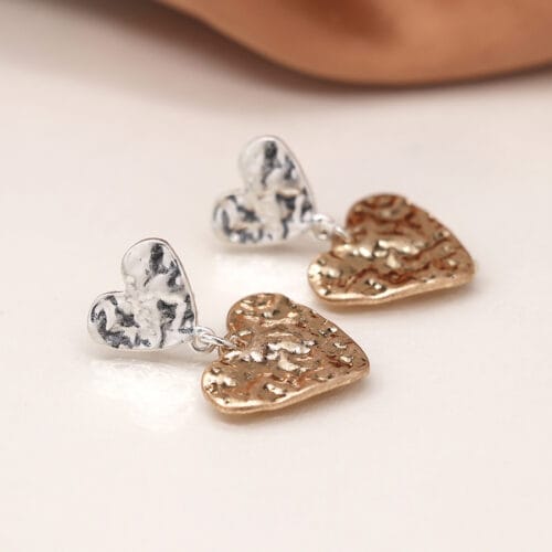 Double beaten heart earrings