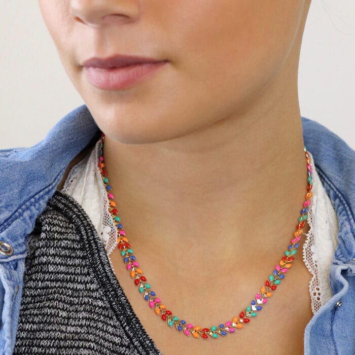 Multi coloured leaf necklace