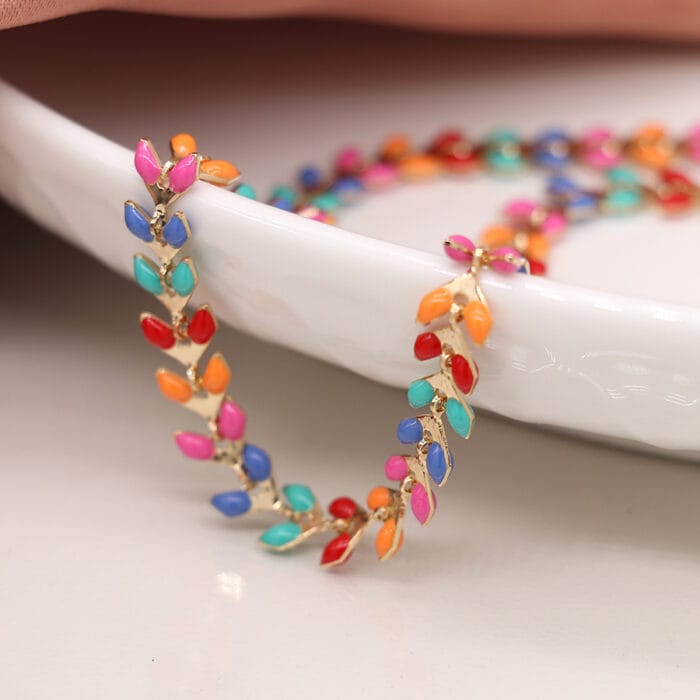 Multi coloured leaf necklace