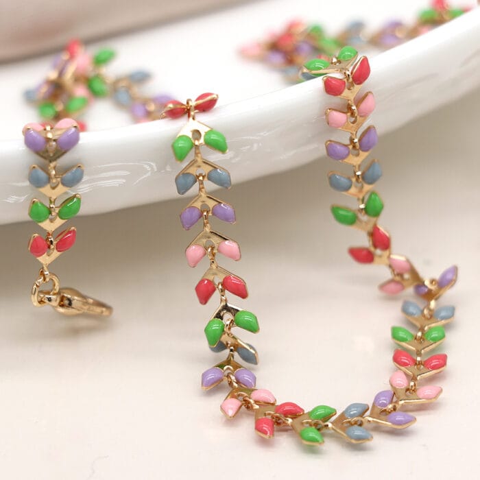 Multi pastel leaf necklace