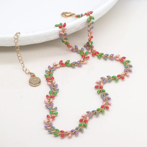 Multi pastel leaf necklace