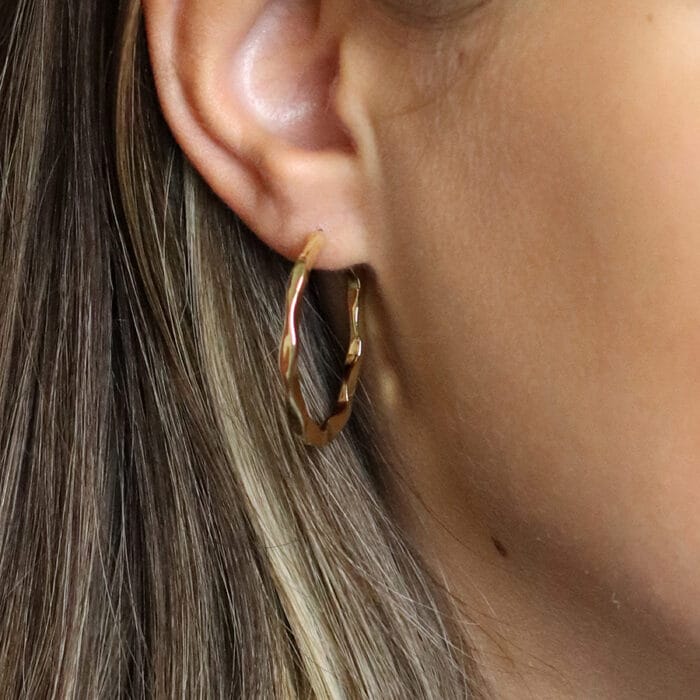 Golden irregular hoop earrings