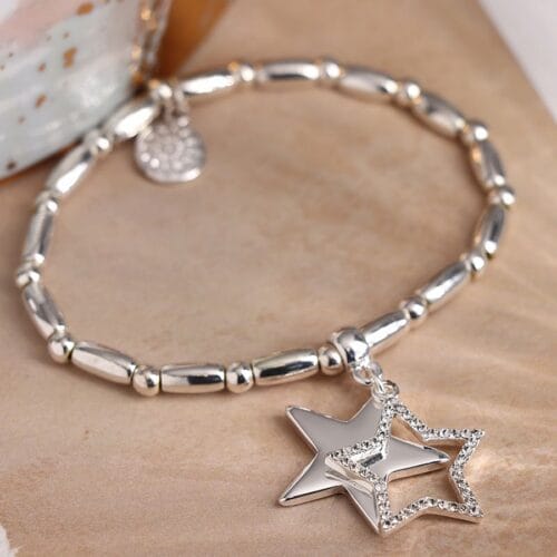 Silver plated sparkly star bracelet