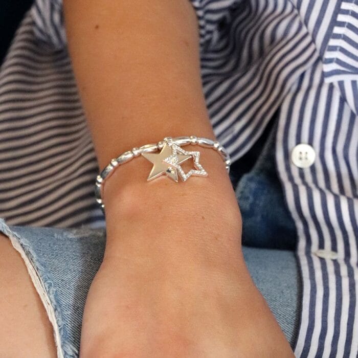 Silver plated sparkly star bracelet