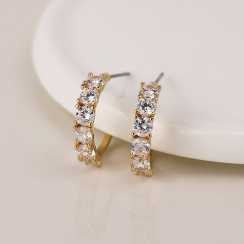 Golden crystal hoop earrings