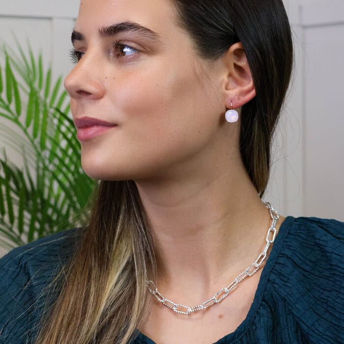 Silver plated textured link necklace