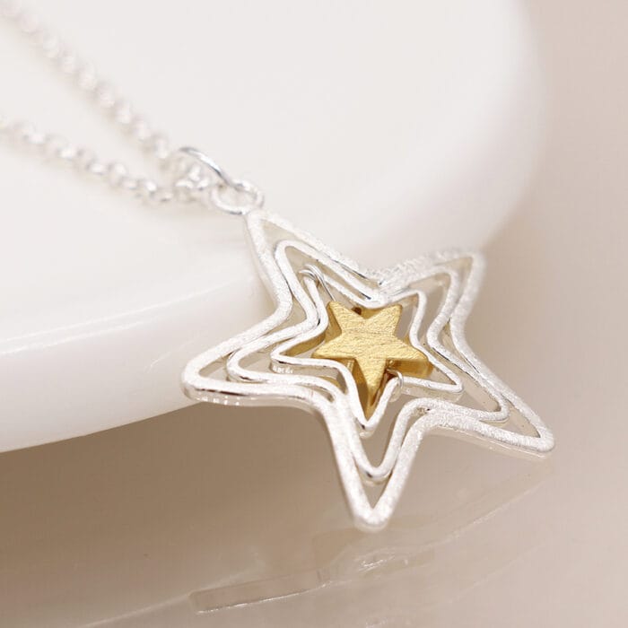 Silver plated star necklace