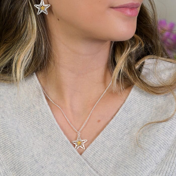Silver plated stars necklace