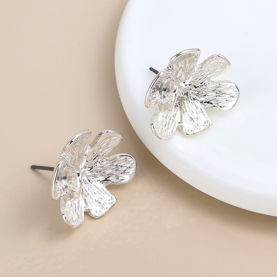 Silver plated flower studs