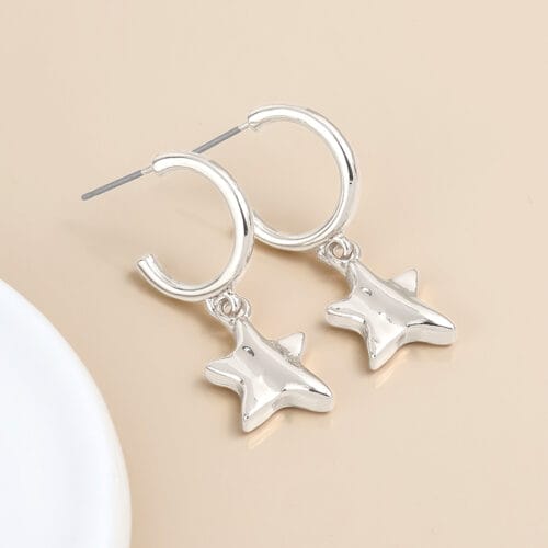 Silver plated half hoop with star