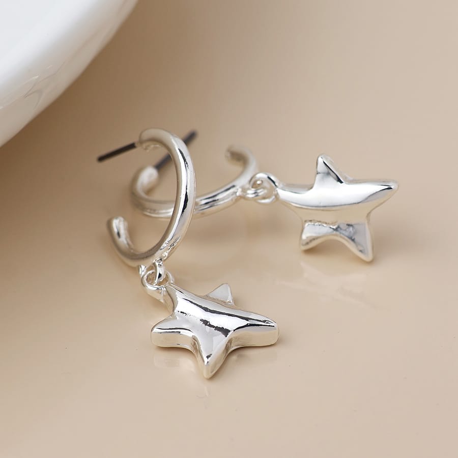 Silver plated half hoop with star