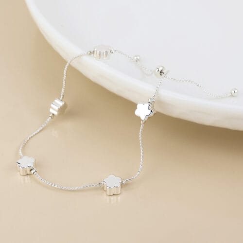 Silver plated flower bracelet