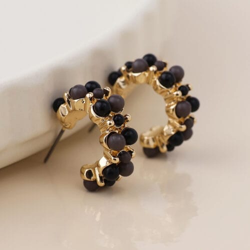 Golden cluster hoop earrings